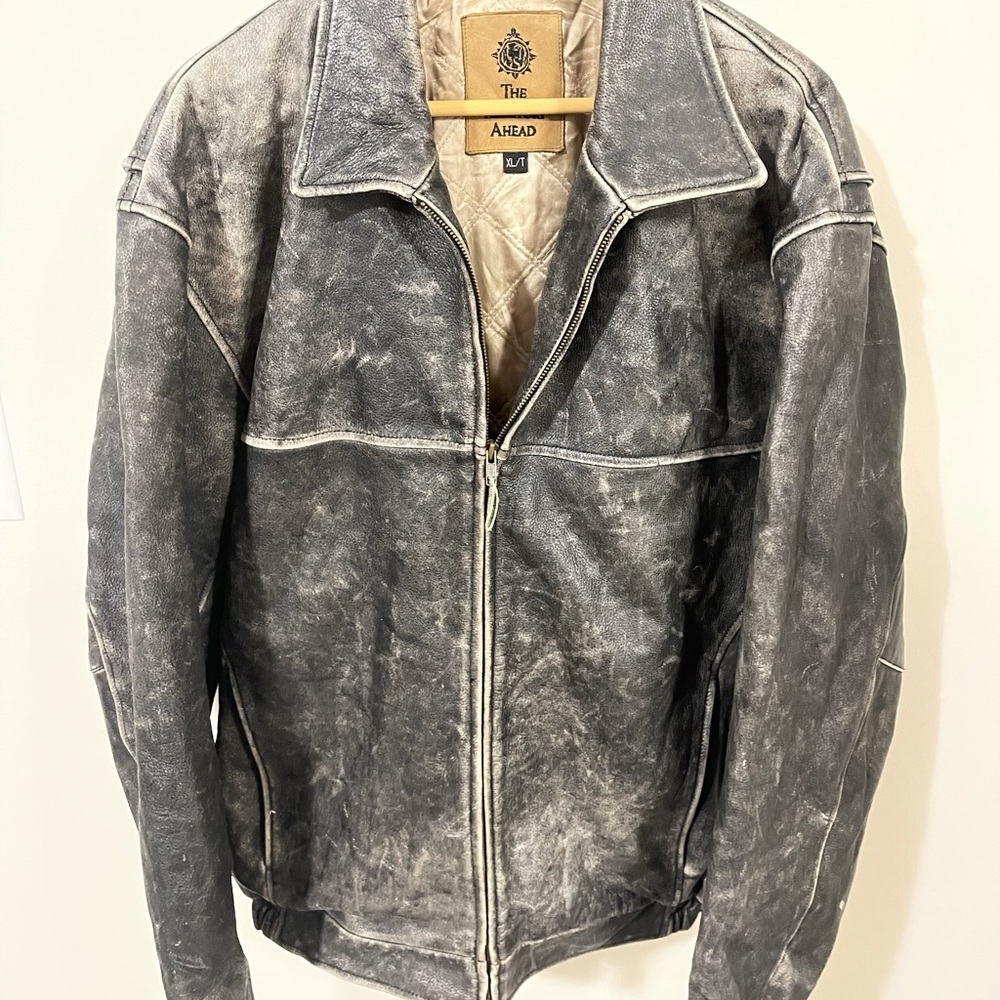 The Territory Ahead Distressed black leather jacket XL/T